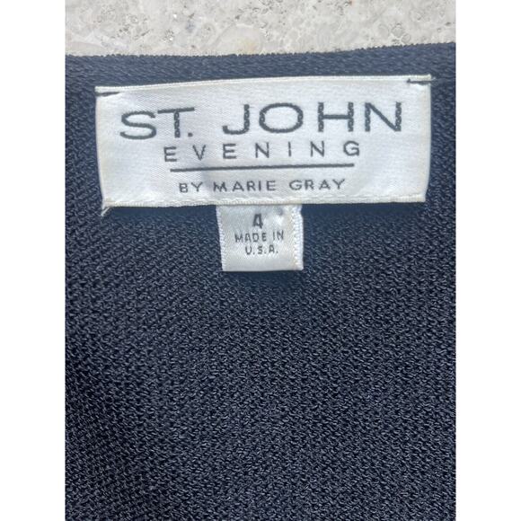 ST. JOHN EVENING Santana Knit Short Sleeve Top With Crystal Embellishments Sz 4 - Picture 3 of 9